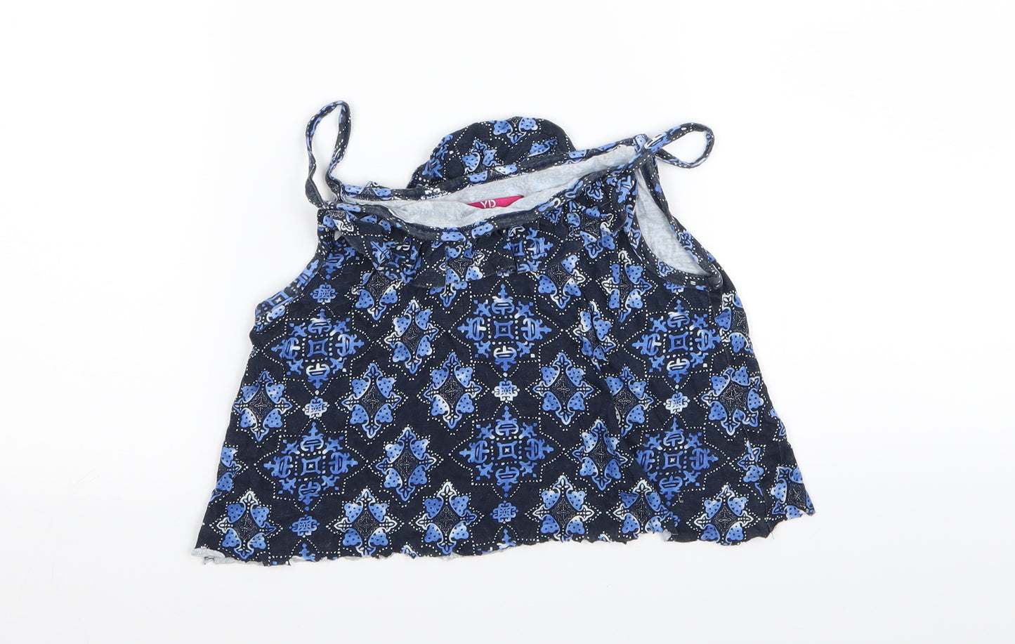 YD Girls Blue Geometric  Camisole Tank Size 11-12 Years  - crop