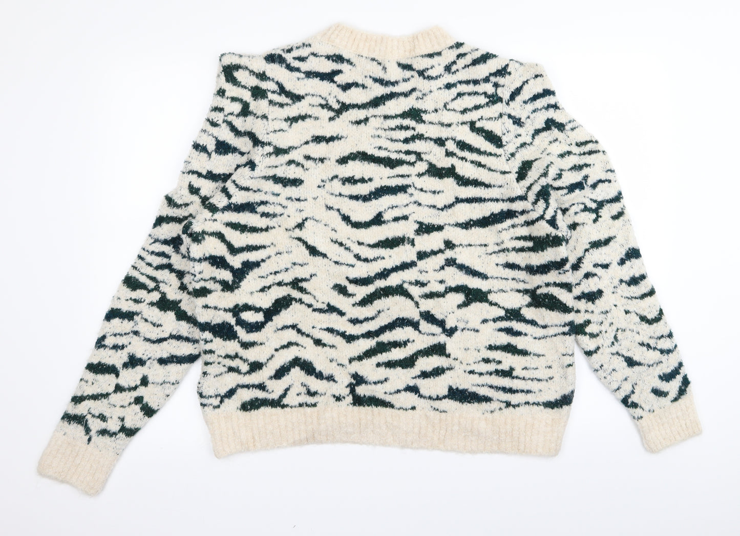 H&M Womens Beige Animal Print  Pullover Jumper Size S