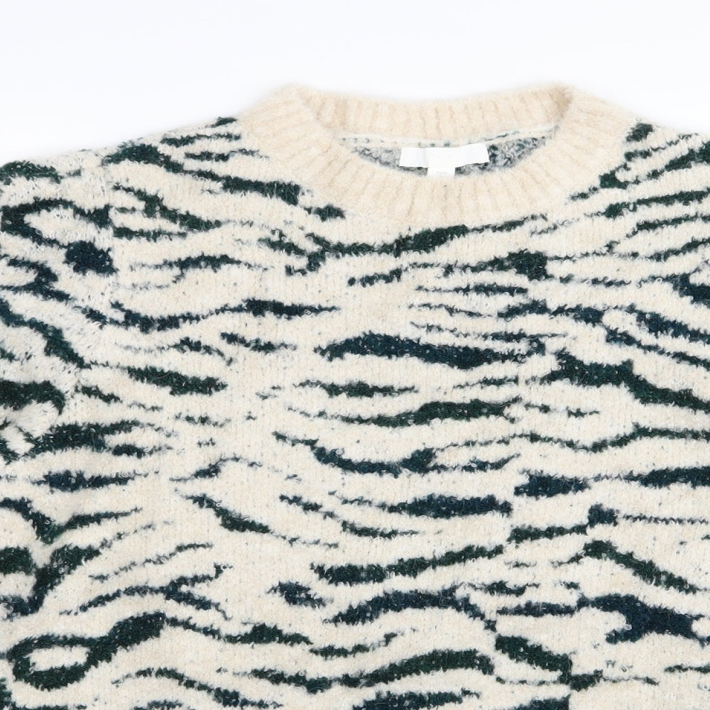 H&M Womens Beige Animal Print  Pullover Jumper Size S