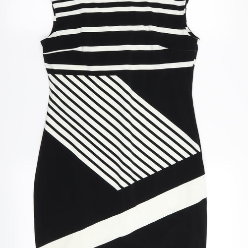 Wallis Womens Black Striped  Bodycon  Size 10