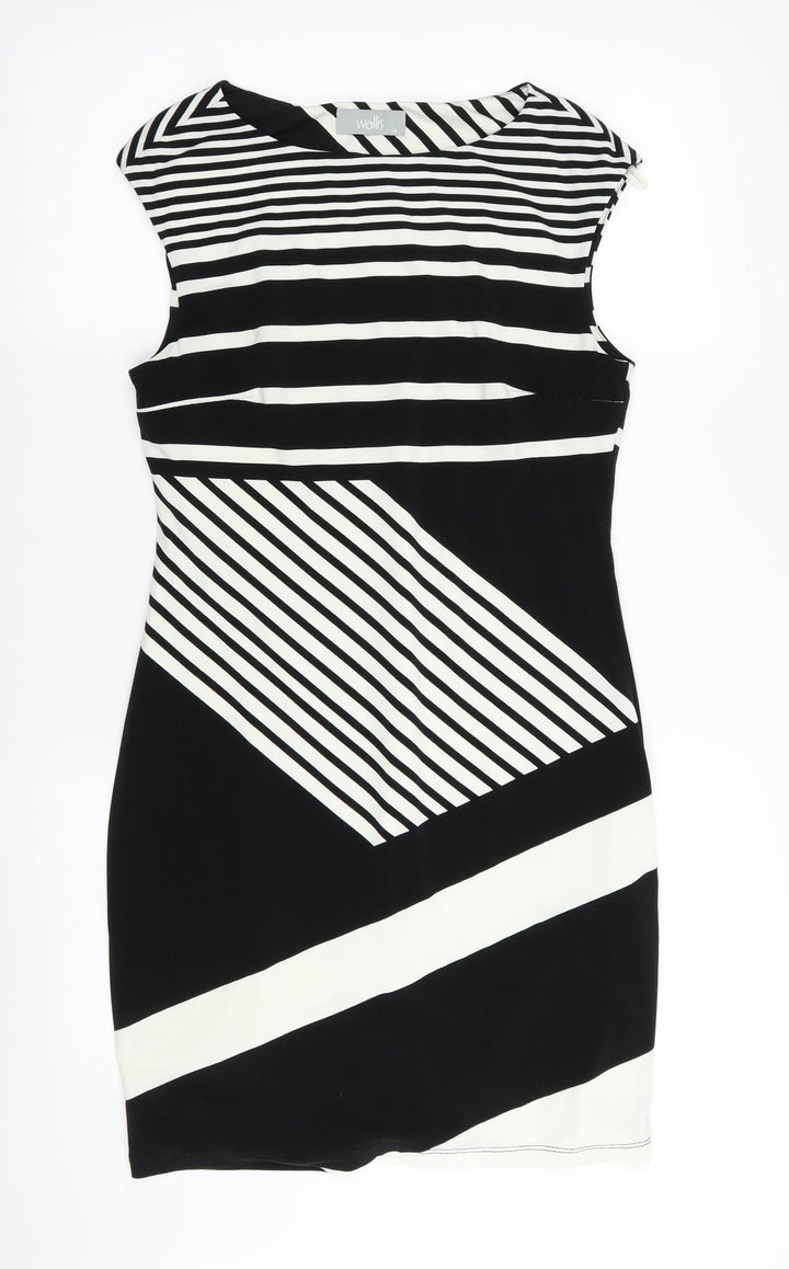 Wallis Womens Black Striped Bodycon Size 10