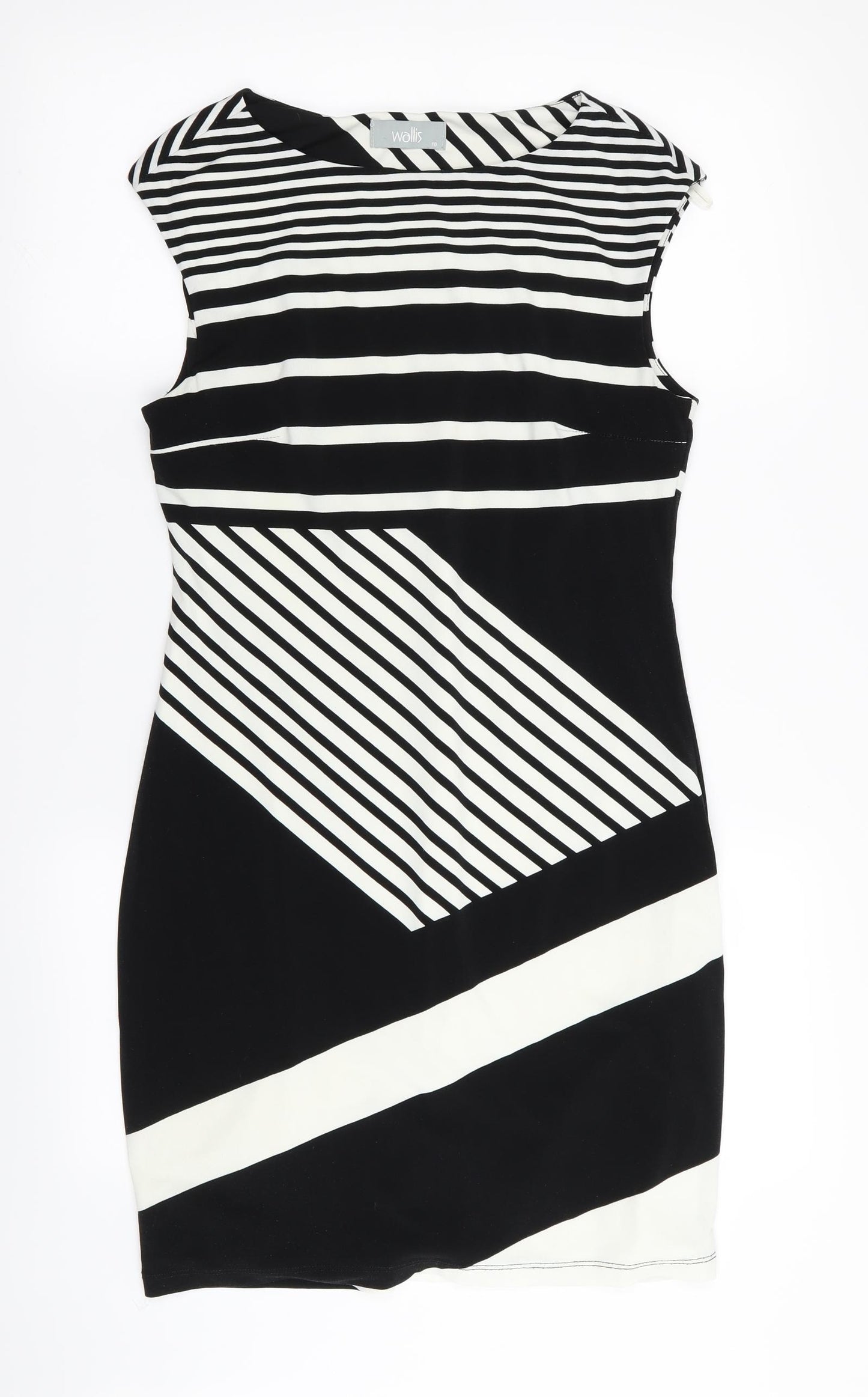 Wallis Womens Black Striped  Bodycon  Size 10