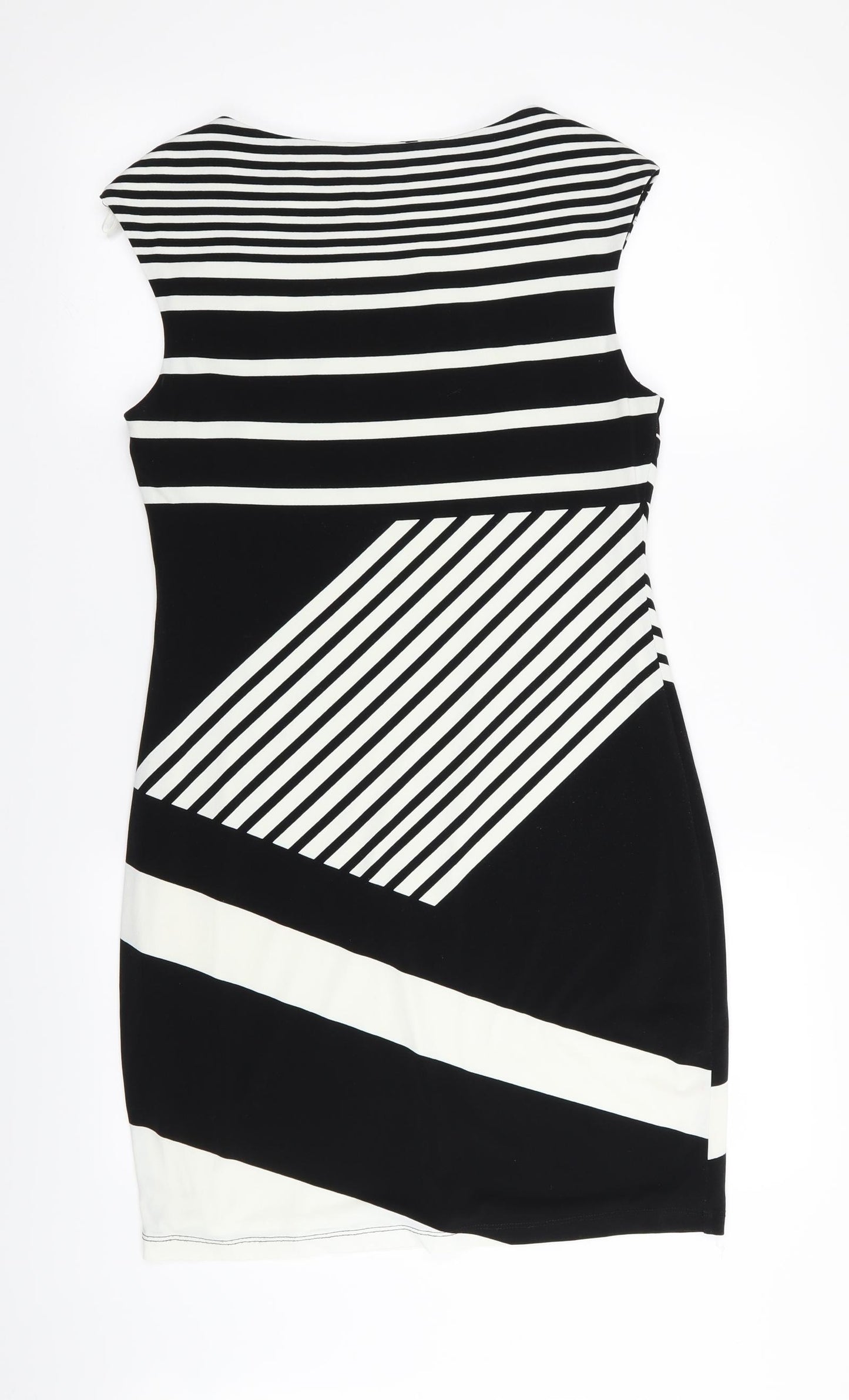 Wallis Womens Black Striped  Bodycon  Size 10