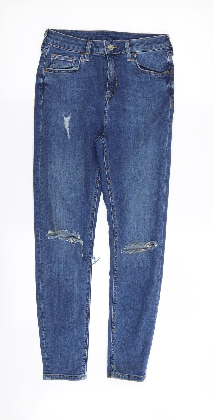 Topshop Womens Blue Skinny Jeans Size 28 in L30 in - RIPPED JEANS