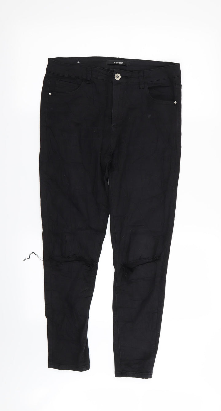 GOODIES Womens Black   Skinny Jeans Size 30 in L26 in - RIPPED JEANS