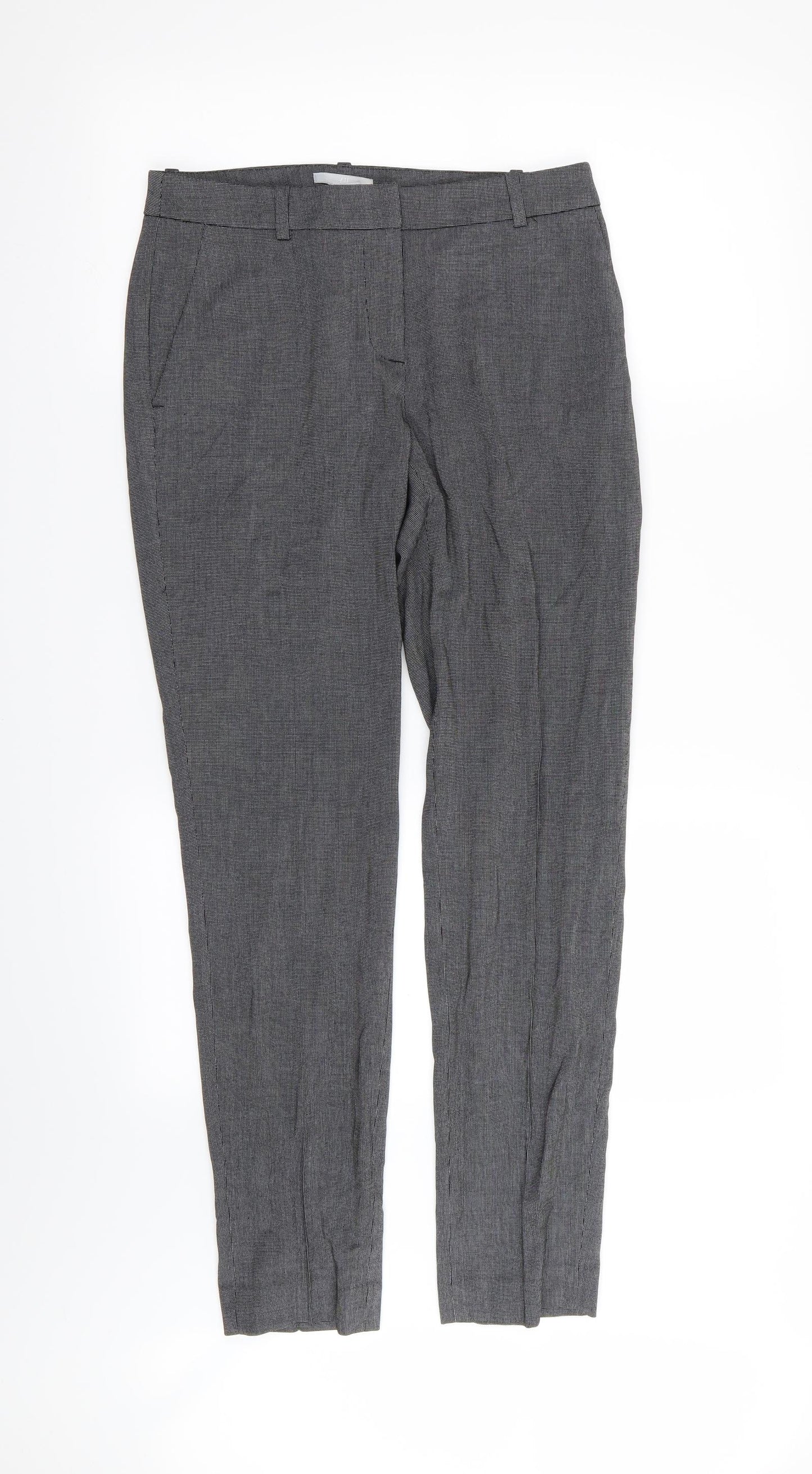 H&M Womens Black Check  Trousers  Size 6 L29 in