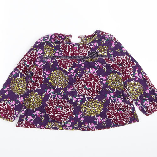 Asda George Girls Purple Floral  Basic T-Shirt Size 12-18 Months