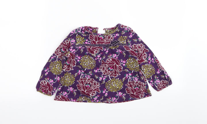 Asda George Girls Purple Floral Basic T-Shirt Size 12-18 Months
