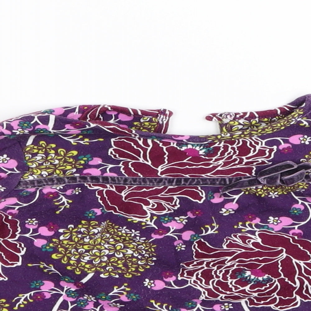 Asda George Girls Purple Floral  Basic T-Shirt Size 12-18 Months