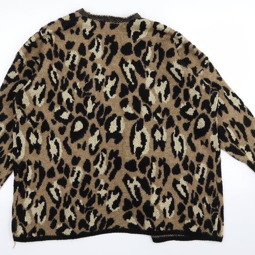 Asda George Womens Brown Animal Print  Cardigan Jumper Size 18