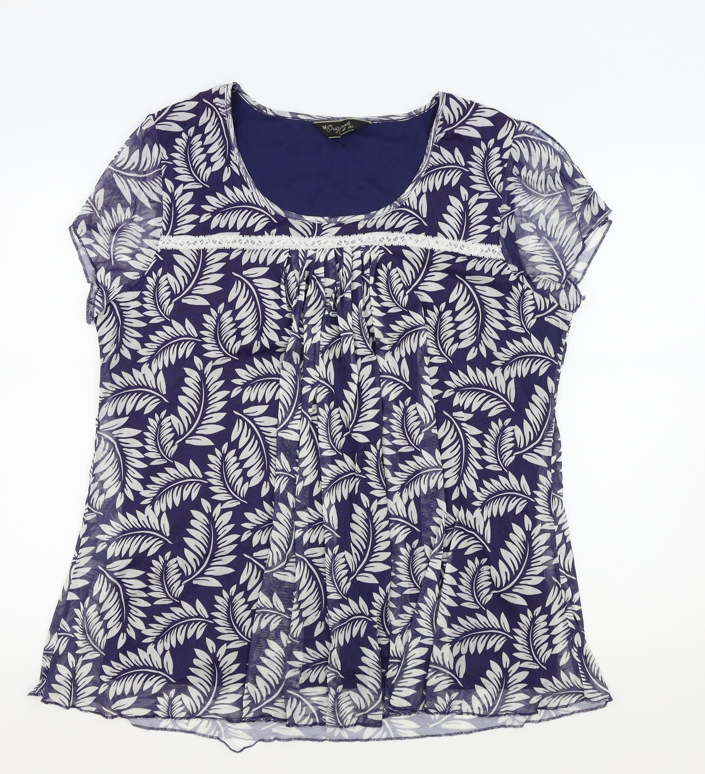ORIGINALS Womens Blue Geometric  Basic Blouse Size 20