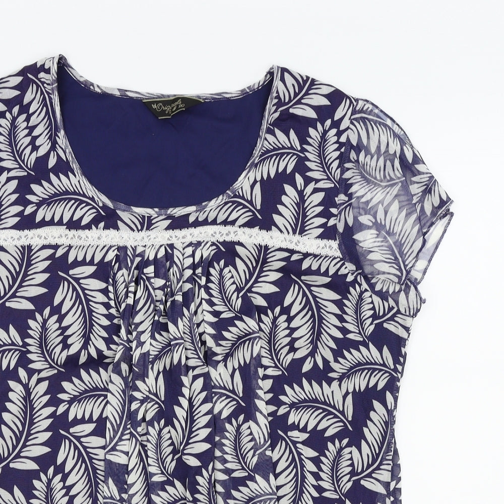 ORIGINALS Womens Blue Geometric  Basic Blouse Size 20