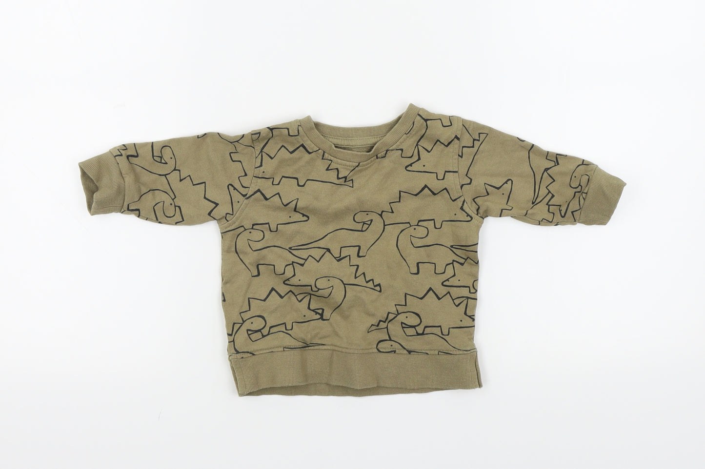 NEXT Boys Brown Colourblock  Pullover Jumper Size 6-9 Months  - dinasours