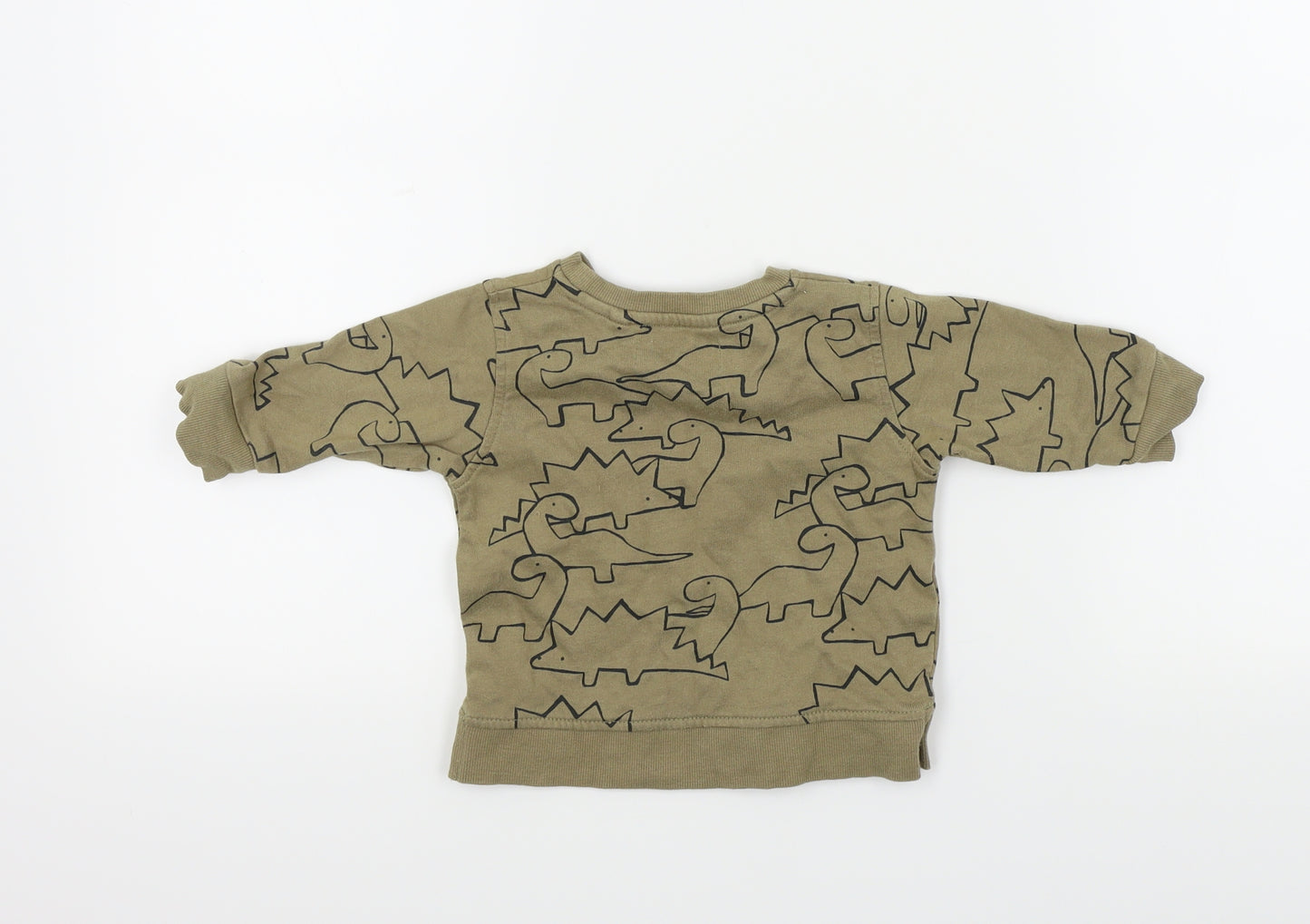 NEXT Boys Brown Colourblock  Pullover Jumper Size 6-9 Months  - dinasours