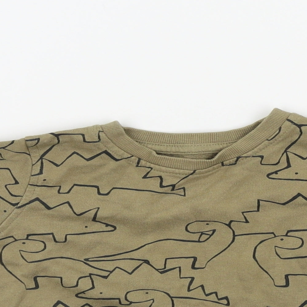 NEXT Boys Brown Colourblock  Pullover Jumper Size 6-9 Months  - dinasours