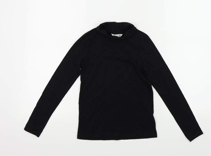 H&M Girls Black Basic T-Shirt Size 6 Years