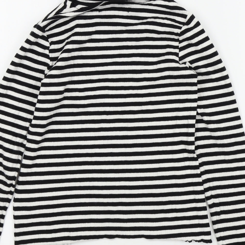 M&S Girls Black Striped  Basic T-Shirt Size 9-10 Years