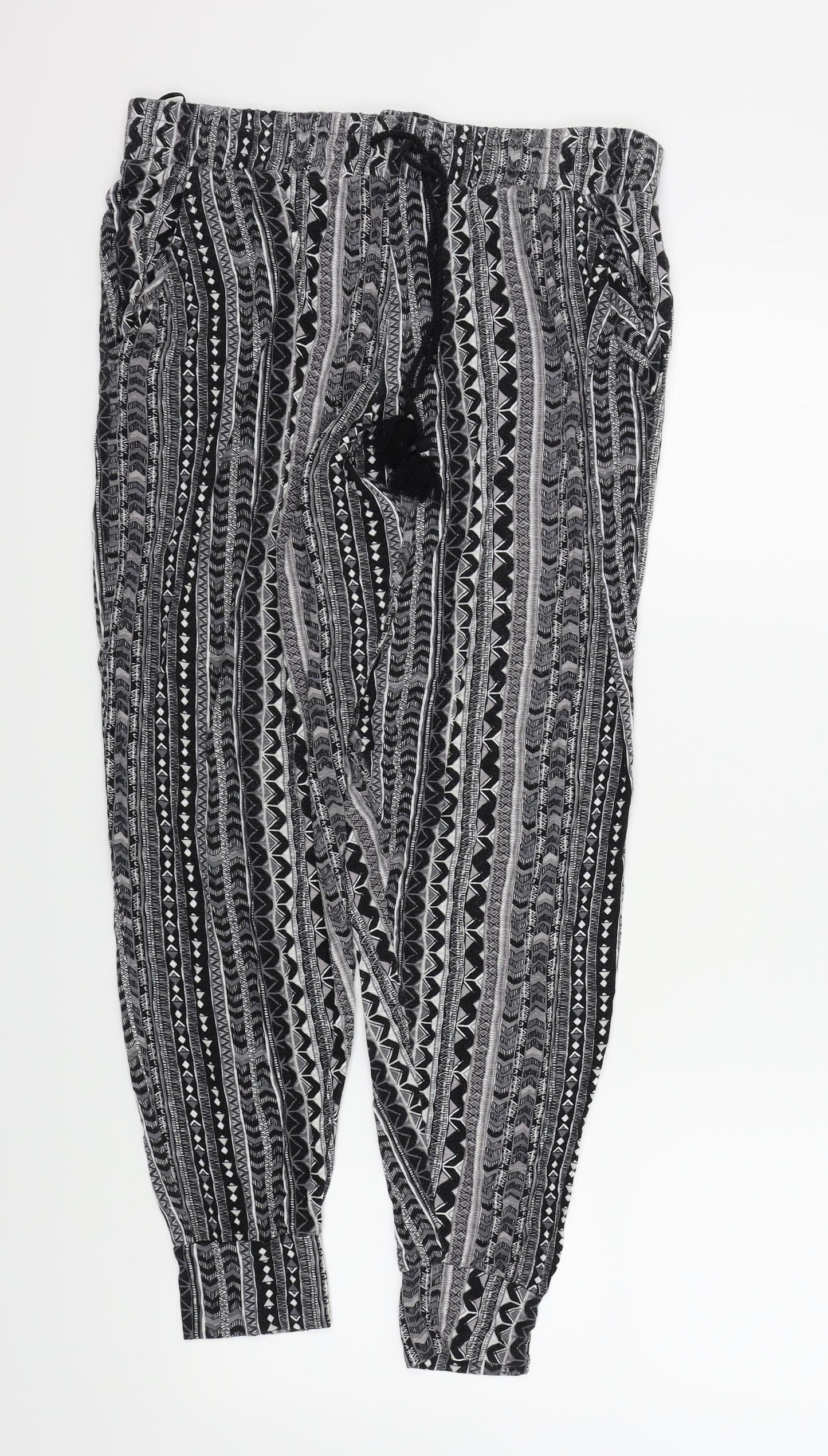 TU Womens Black Geometric  Trousers  Size 14 L27 in