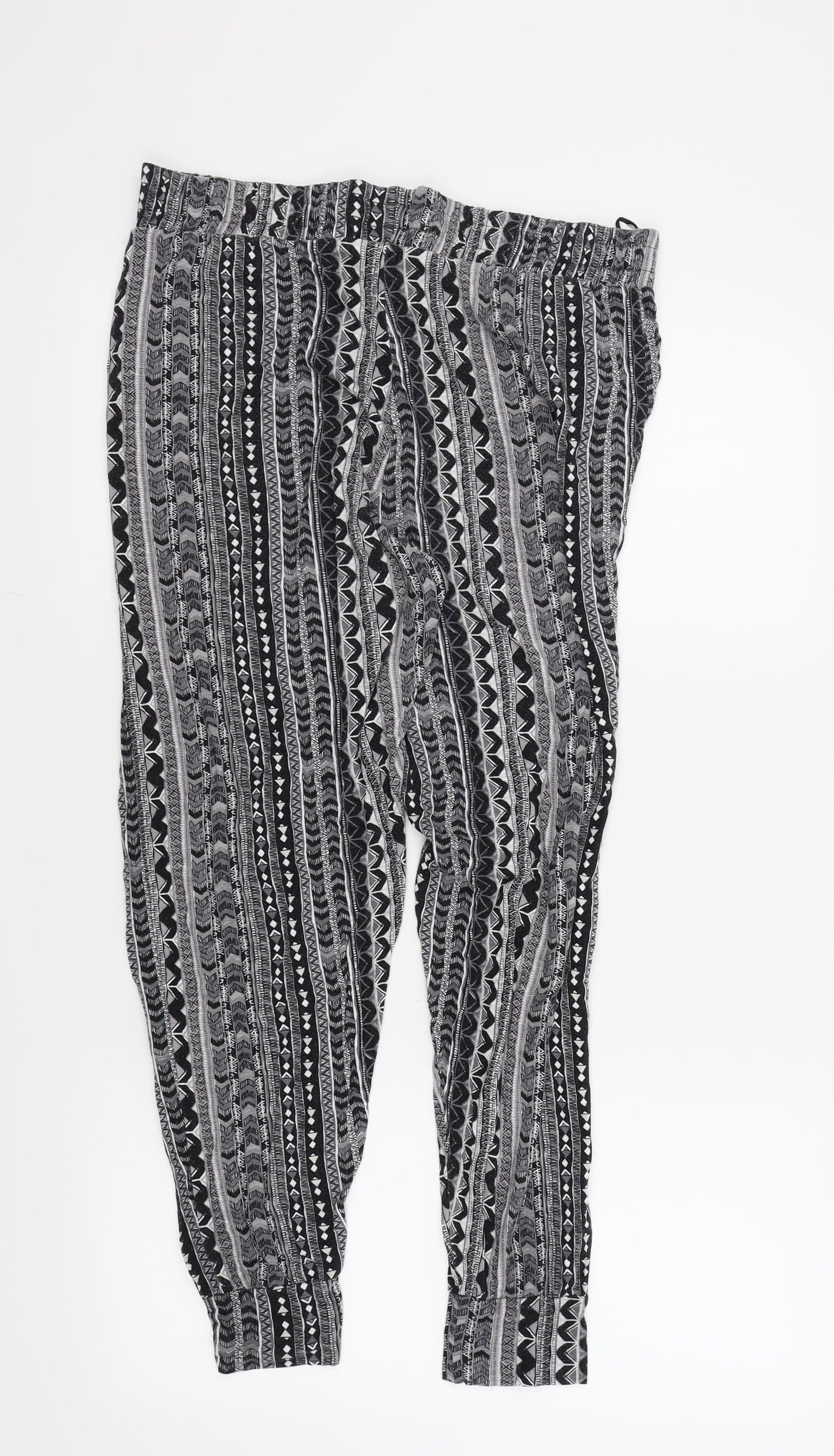 TU Womens Black Geometric  Trousers  Size 14 L27 in