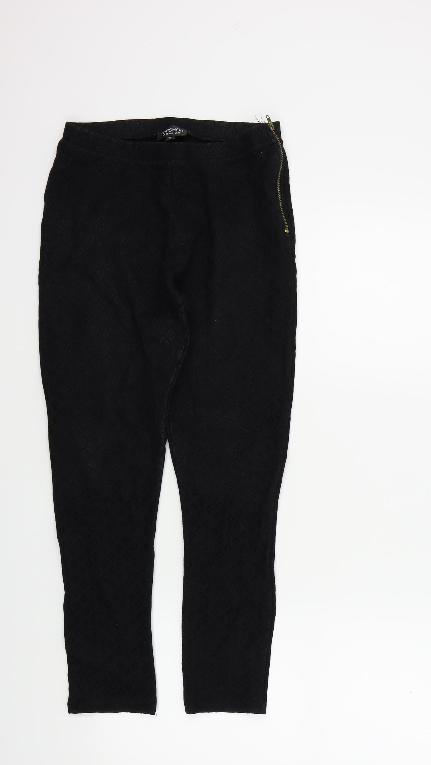 Topshop Womens Black Geometric  Trousers  Size 12 L24 in