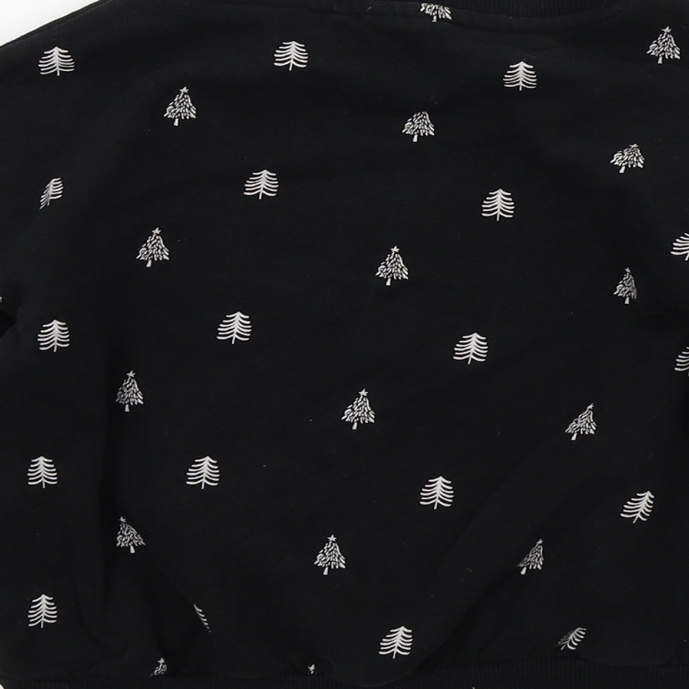 NEXT Girls Black Colourblock  Pullover Jumper Size 6 Years  - CHRISTMAS