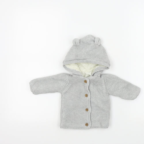 F&F Boys Grey   Cardigan Jumper Size 0-3 Months