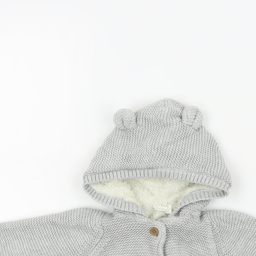 F&F Boys Grey   Cardigan Jumper Size 0-3 Months