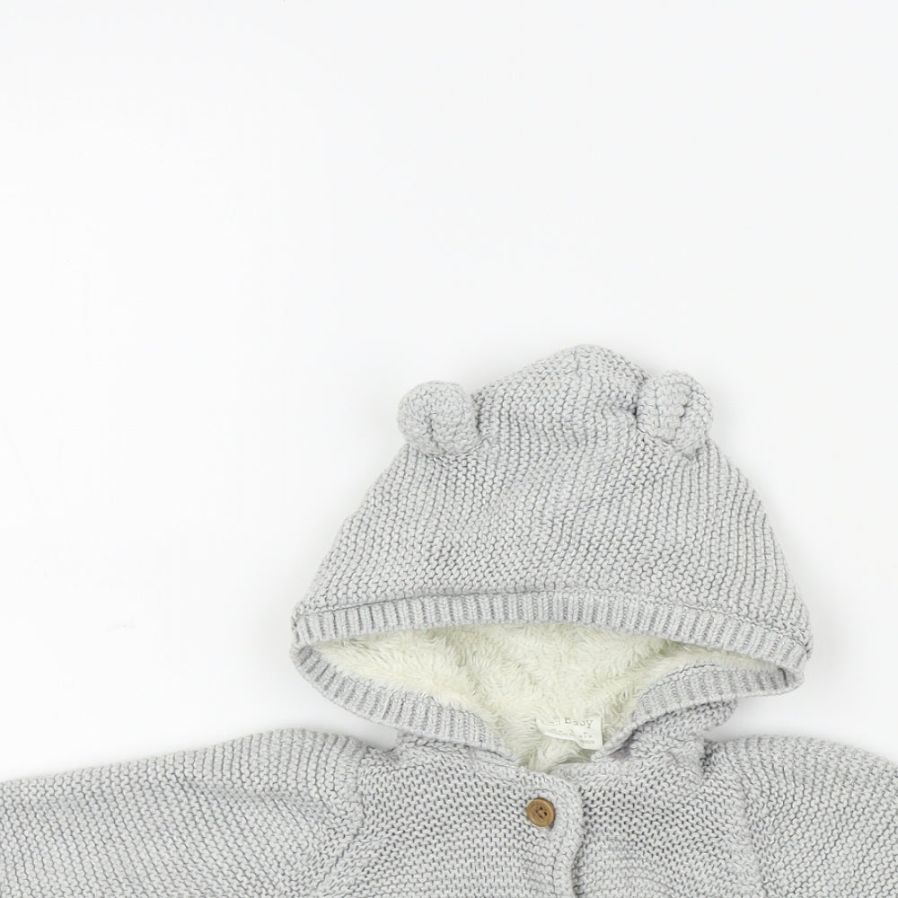 F&F Boys Grey   Cardigan Jumper Size 0-3 Months