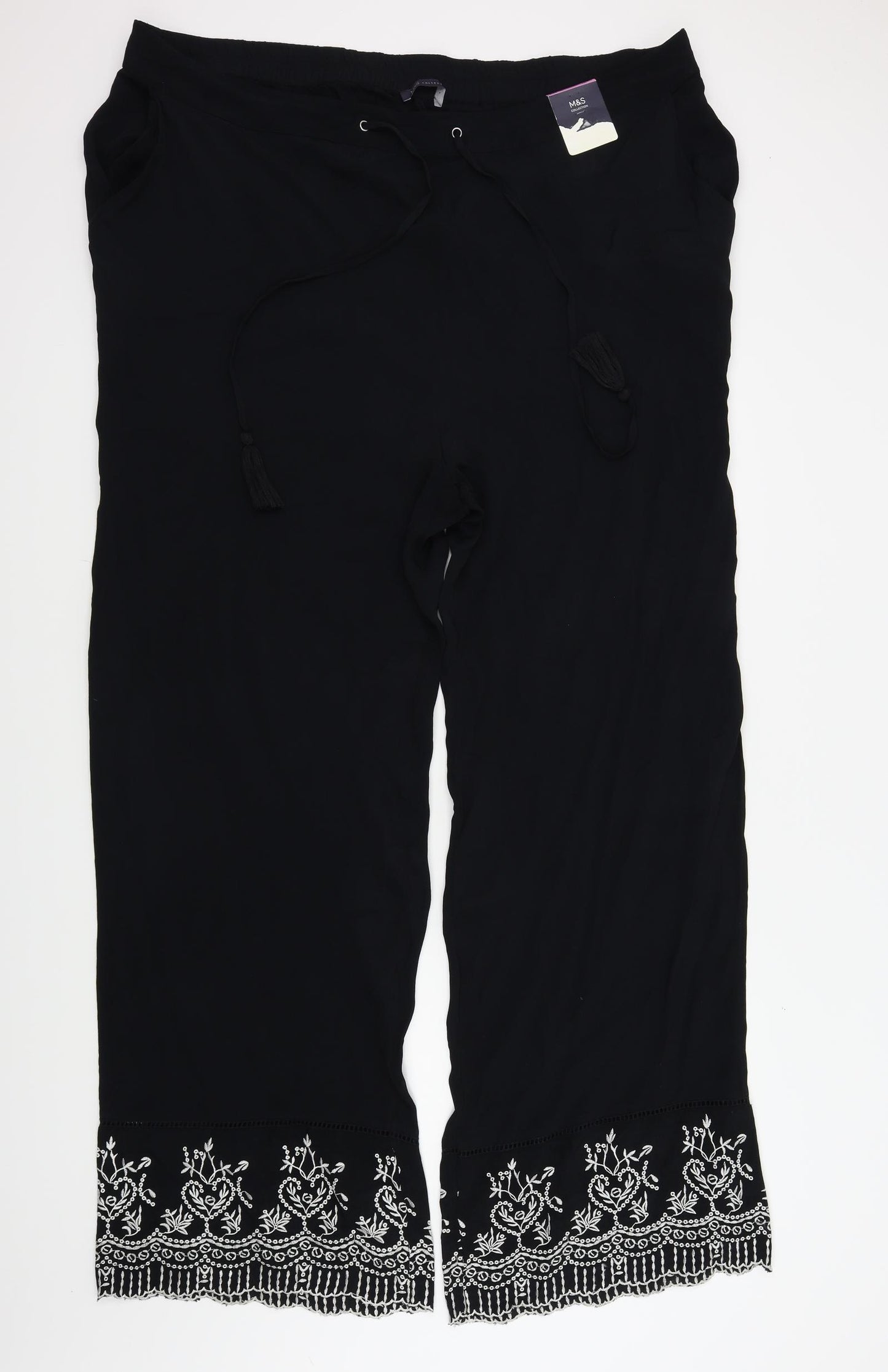 M&S Womens Black   Trousers  Size 22 in L31 in