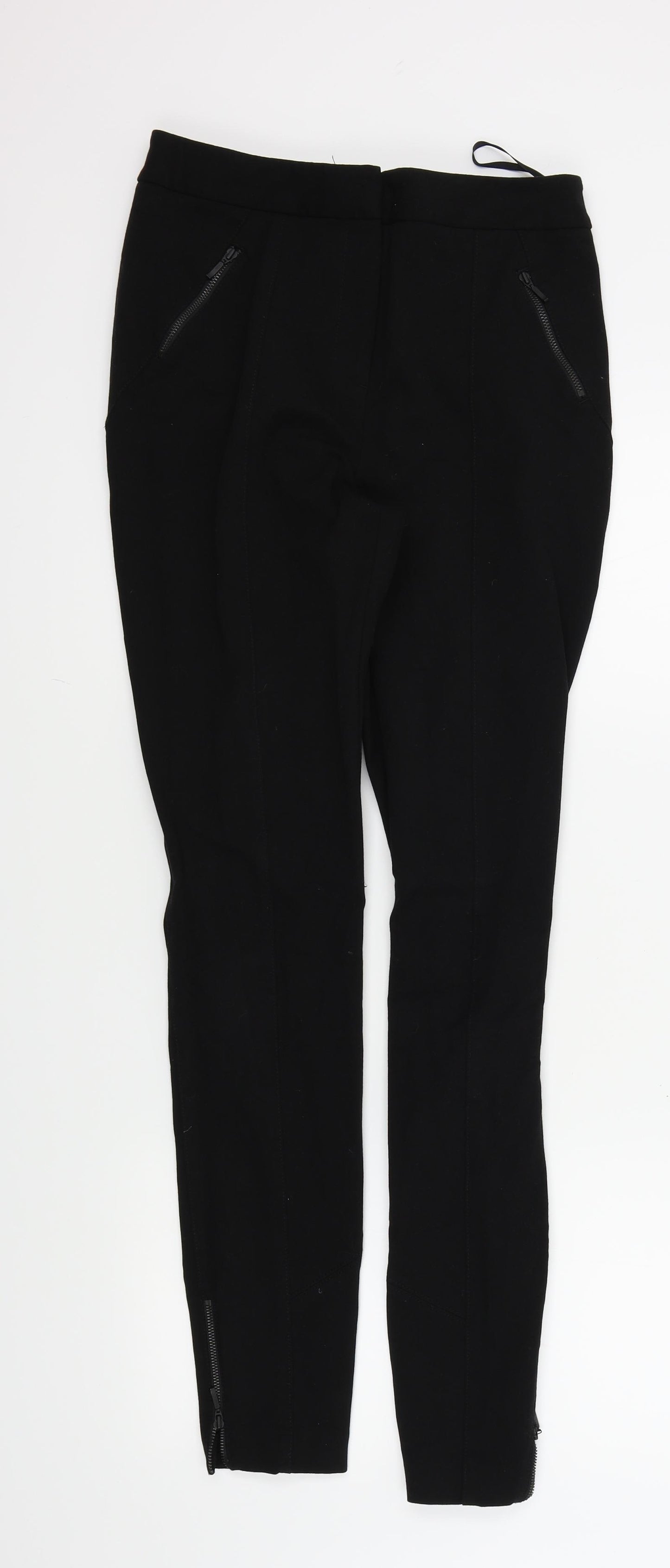 NEXT Womens Black   Trousers  Size 8 L31 in - Zip Pockets and Detail