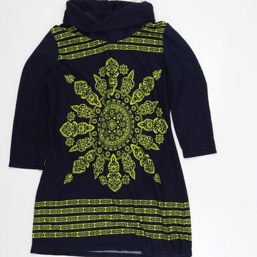Epilogue Womens Blue Geometric  Pullover Jumper Size 16