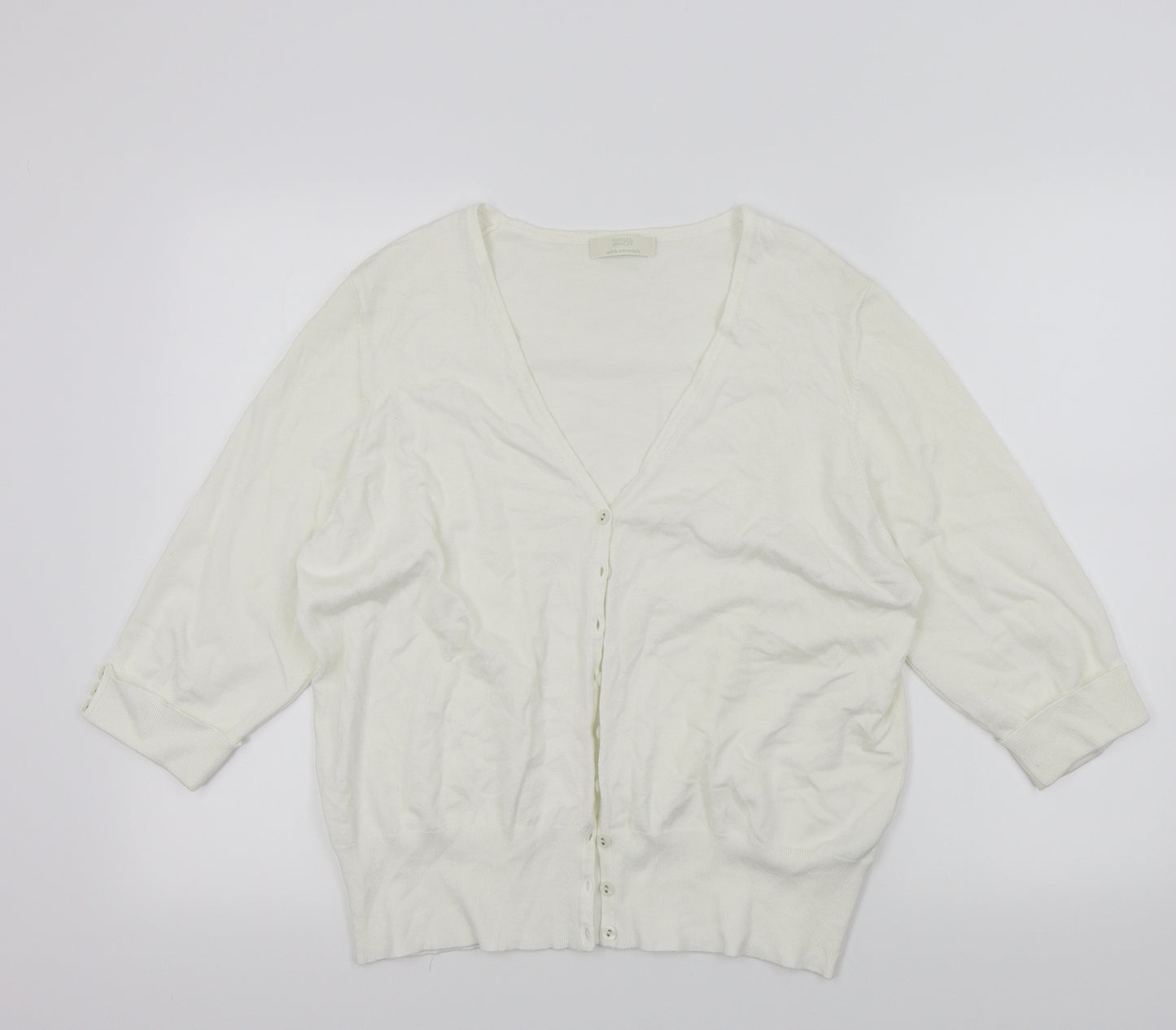 M&S Womens White   Cardigan Jumper Size 22