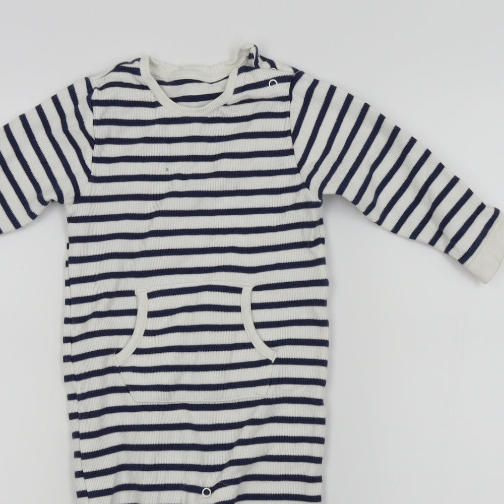 M&S Baby White Striped  Babygrow One-Piece Size 12-18 Months