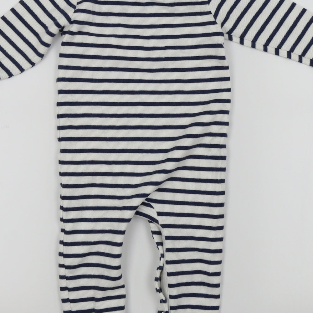 M&S Baby White Striped  Babygrow One-Piece Size 12-18 Months