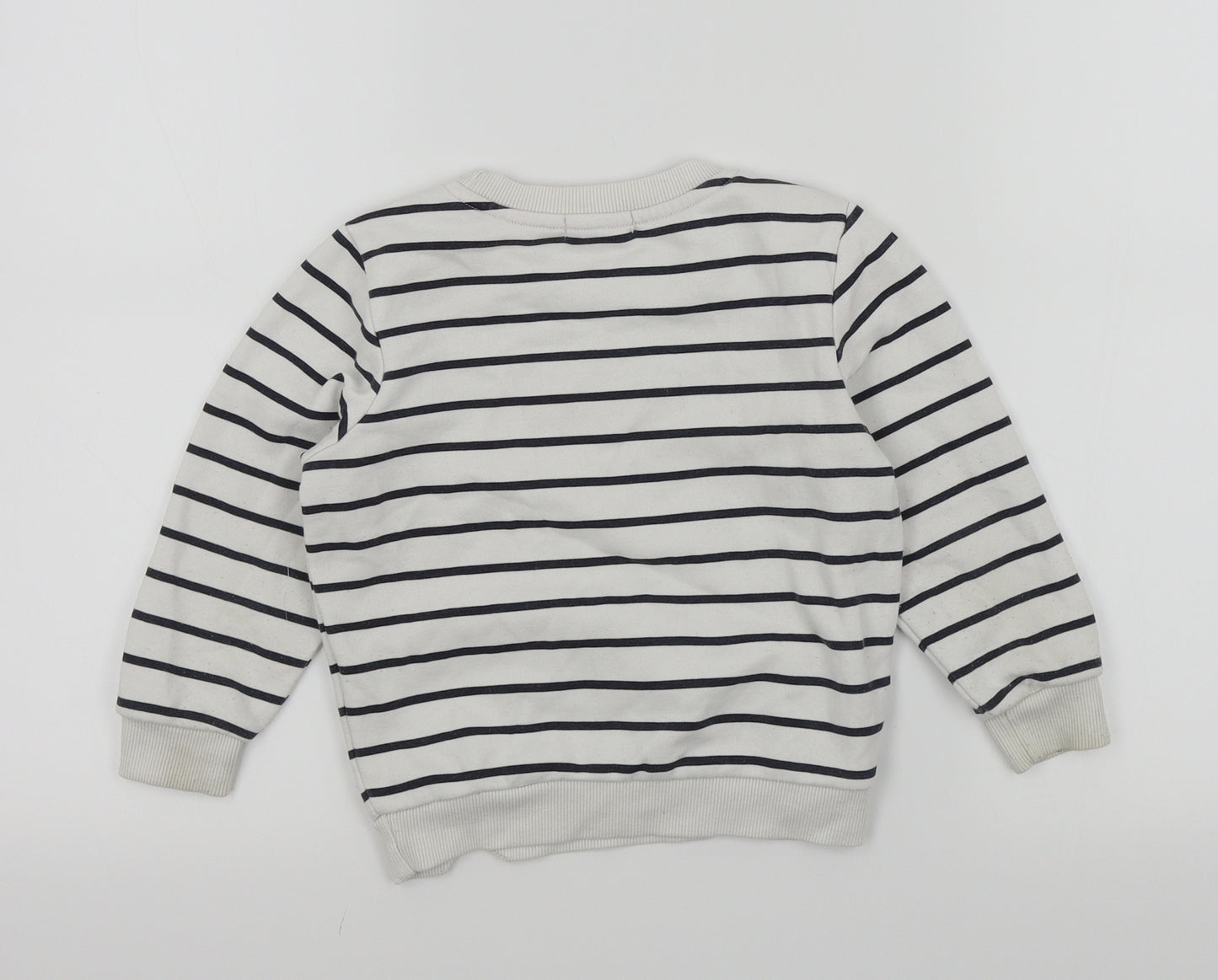 Primark Girls White Striped  Pullover Sweatshirt Size 3-4 Years