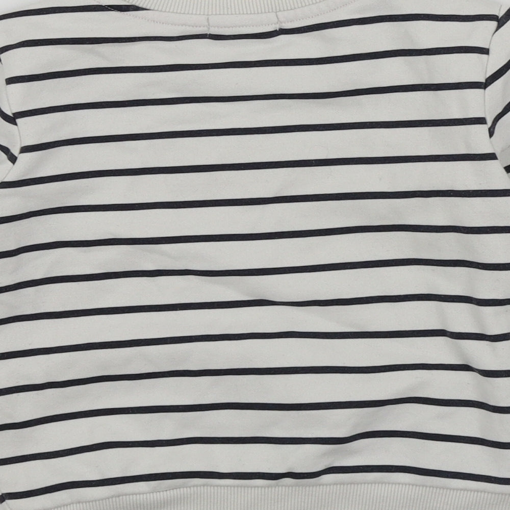 Primark Girls White Striped  Pullover Sweatshirt Size 3-4 Years