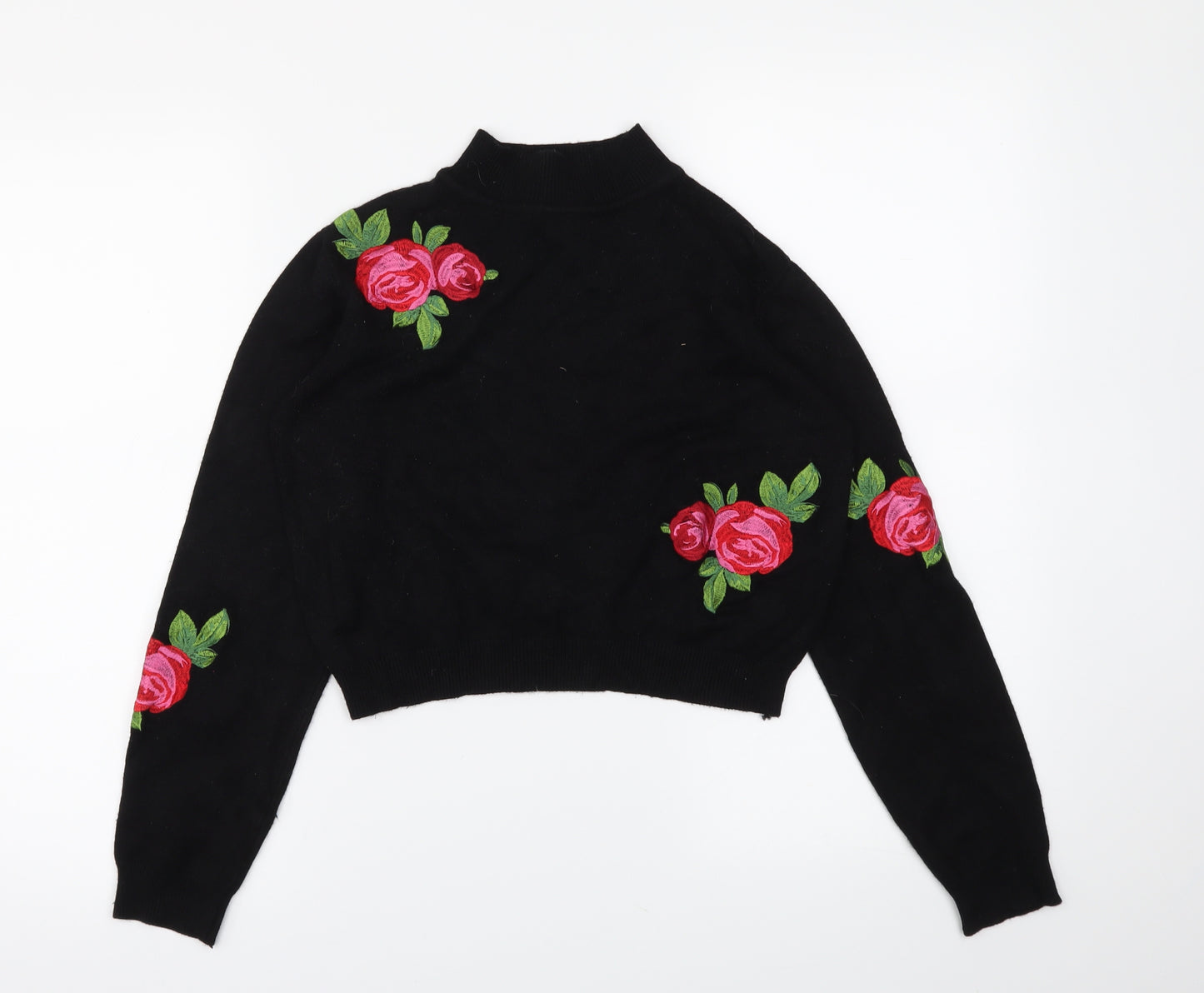 Primark Womens Black Floral  Basic T-Shirt Size 8