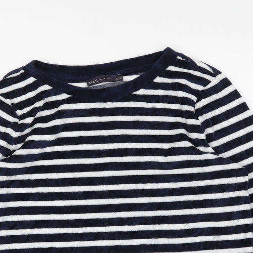 m&s Womens Blue Striped  Basic T-Shirt Size 6