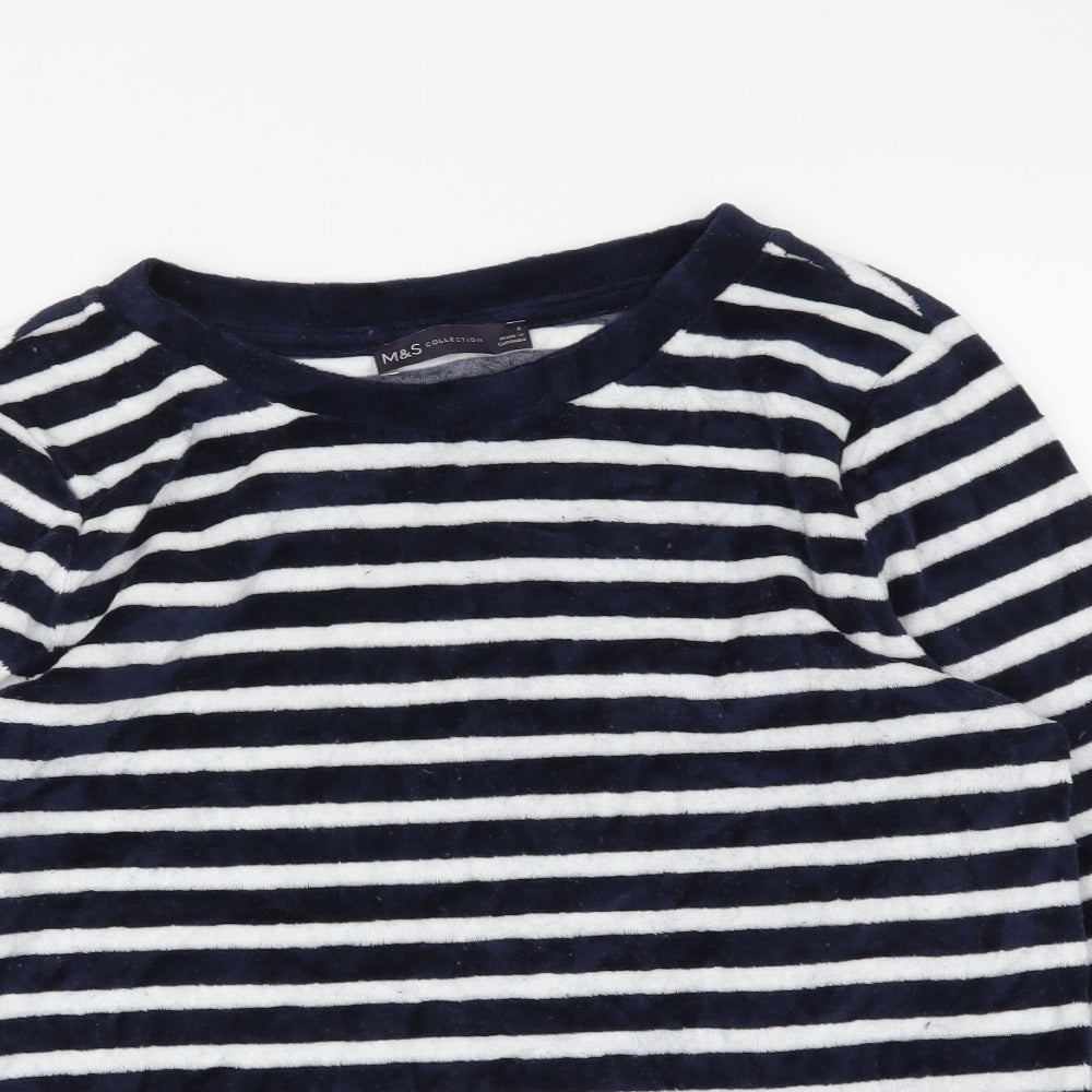 m&s Womens Blue Striped  Basic T-Shirt Size 6