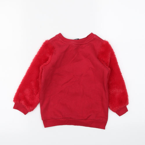 George Girls Red Animal Print  Pullover Hoodie Size 2 Years