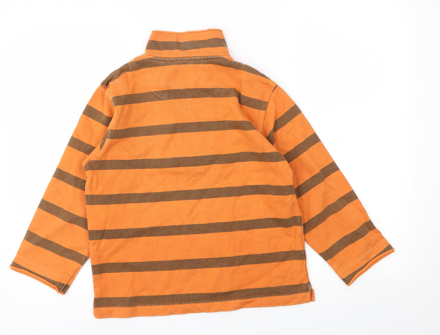 Mini Boden Boys Orange Striped  Pullover Jumper Size 7-8 Years