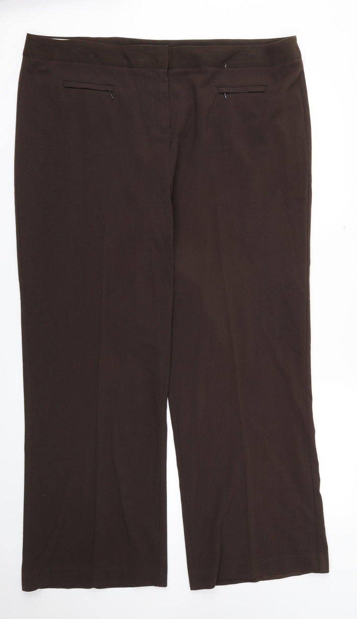 Mia Moda Womens Brown Trousers Size 20 L27 in