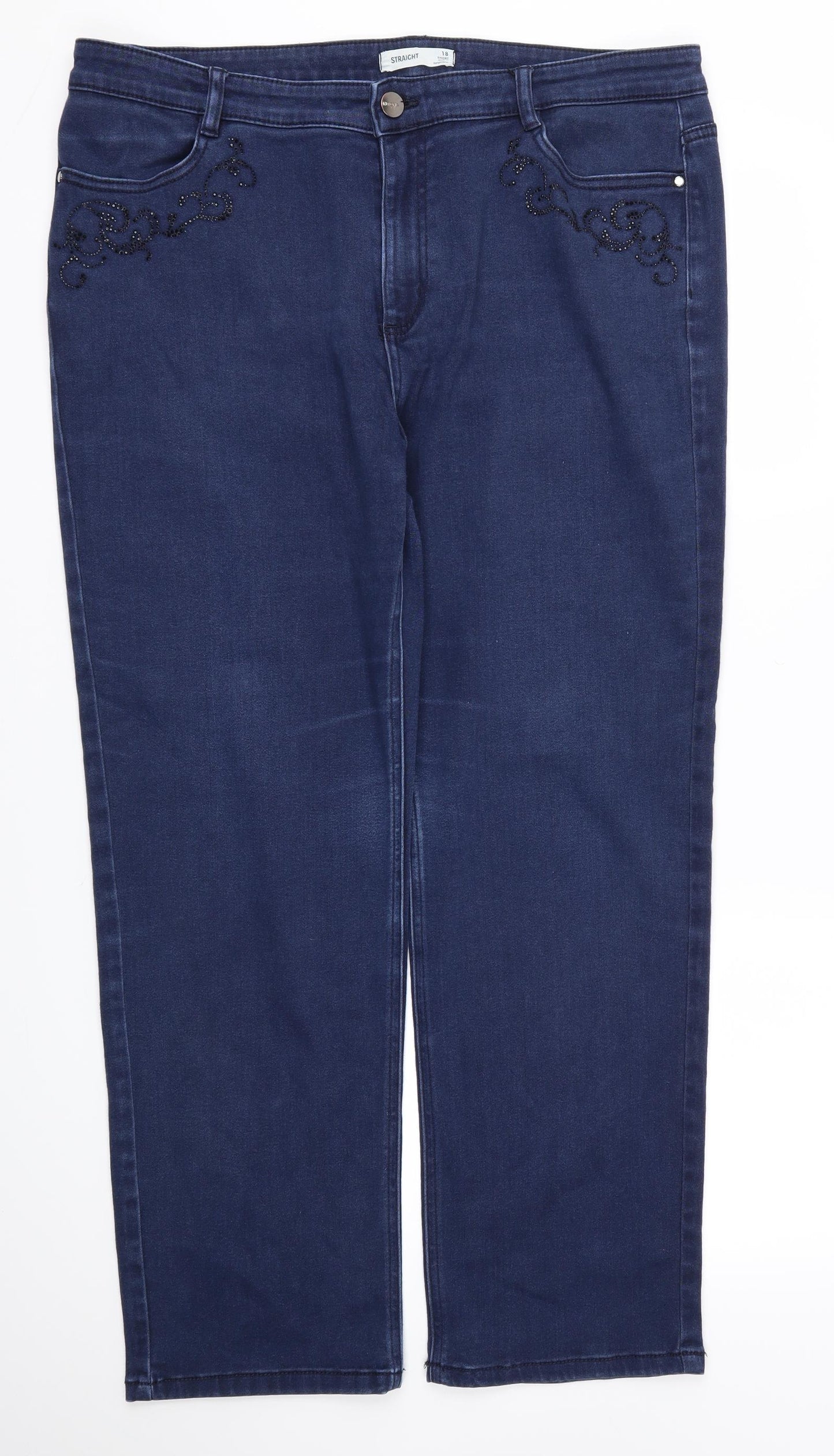 M&S Womens Blue   Straight Jeans Size 18 L28 in