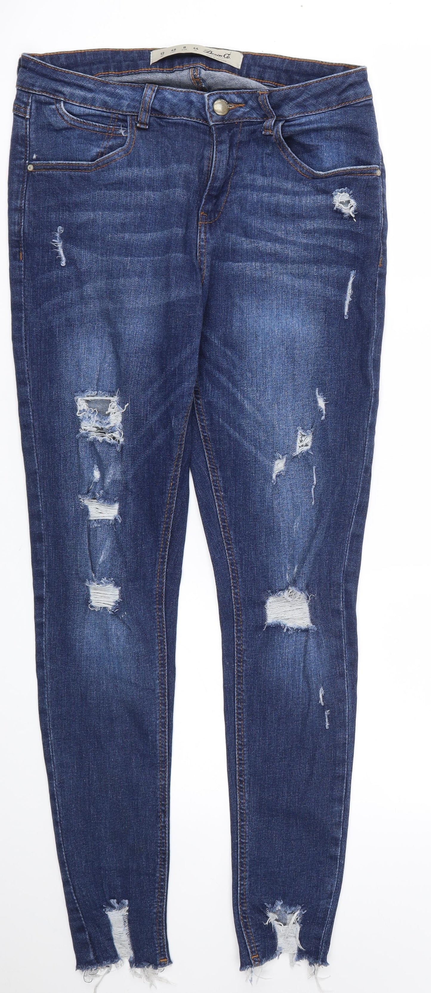 DENIM & CO  Womens Blue Houndstooth  Skinny Jeans Size 12 L30 in