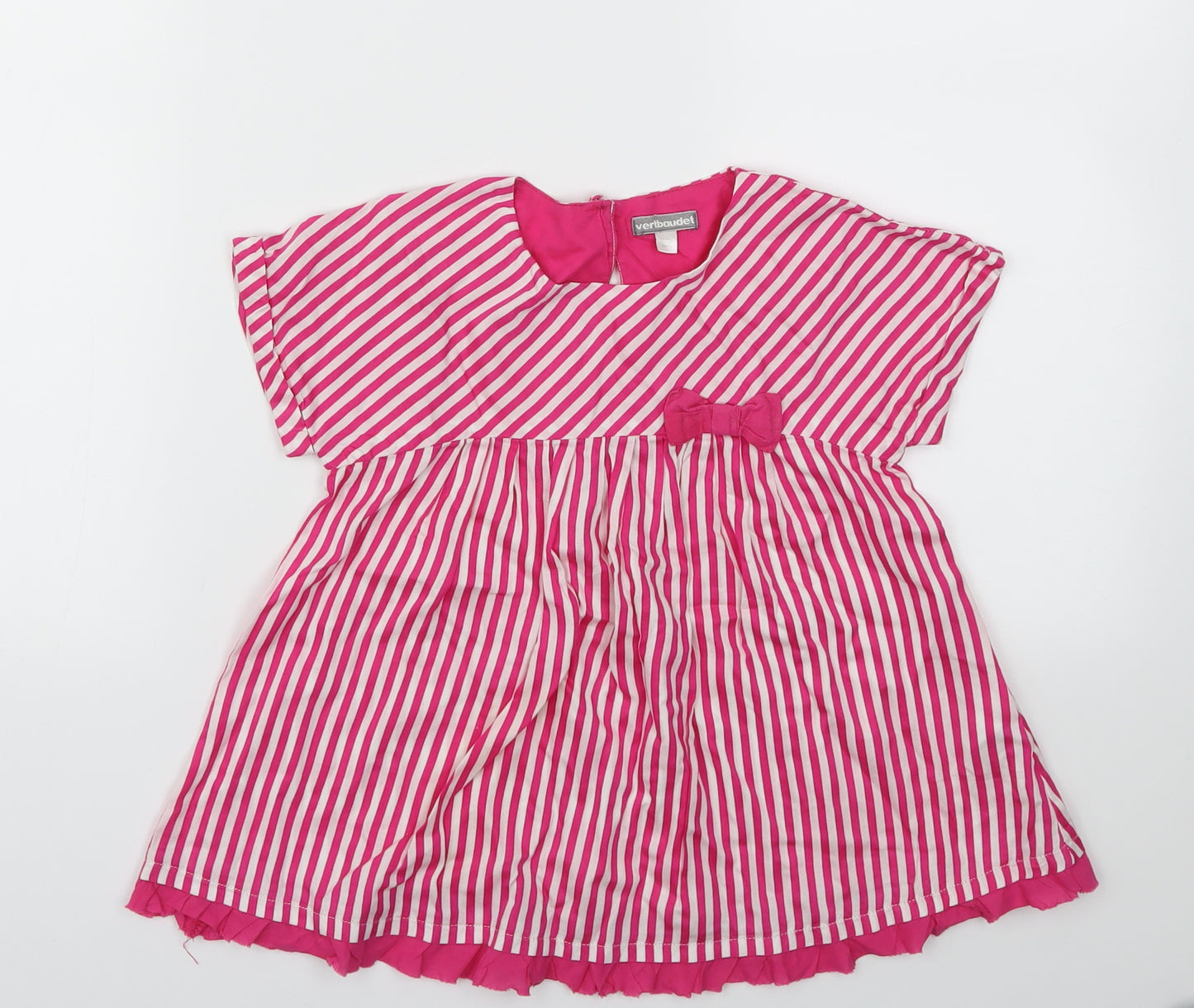 Vertbaudet Girls Pink Striped  Fit & Flare  Size 5-6 Years