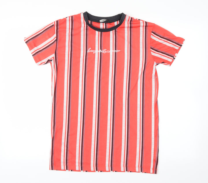 George Boys Red Striped Basic T-Shirt Size 13-14 Years