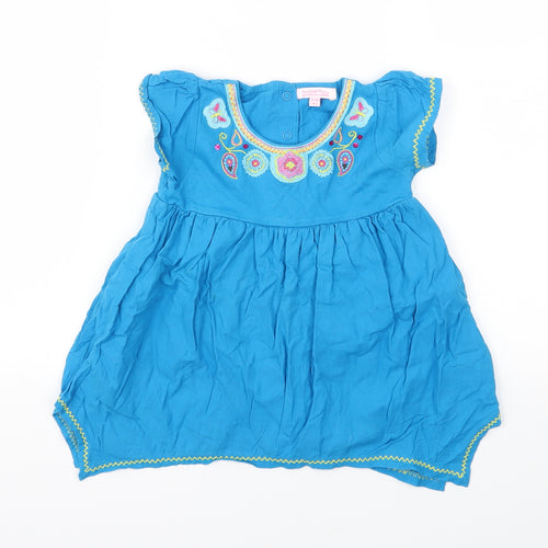 Butterfly Girls Blue Animal Print  Fit & Flare  Size 12-18 Months