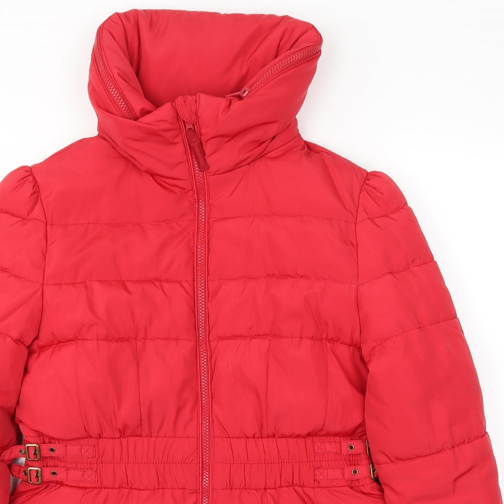 M&S Girls Red   Basic Coat Coat Size 13-14 Years