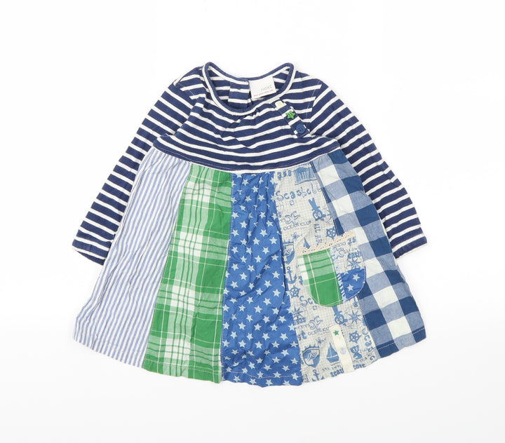 Next  Girls Blue Argyle/Diamond  Fit & Flare  Size 9-12 Months