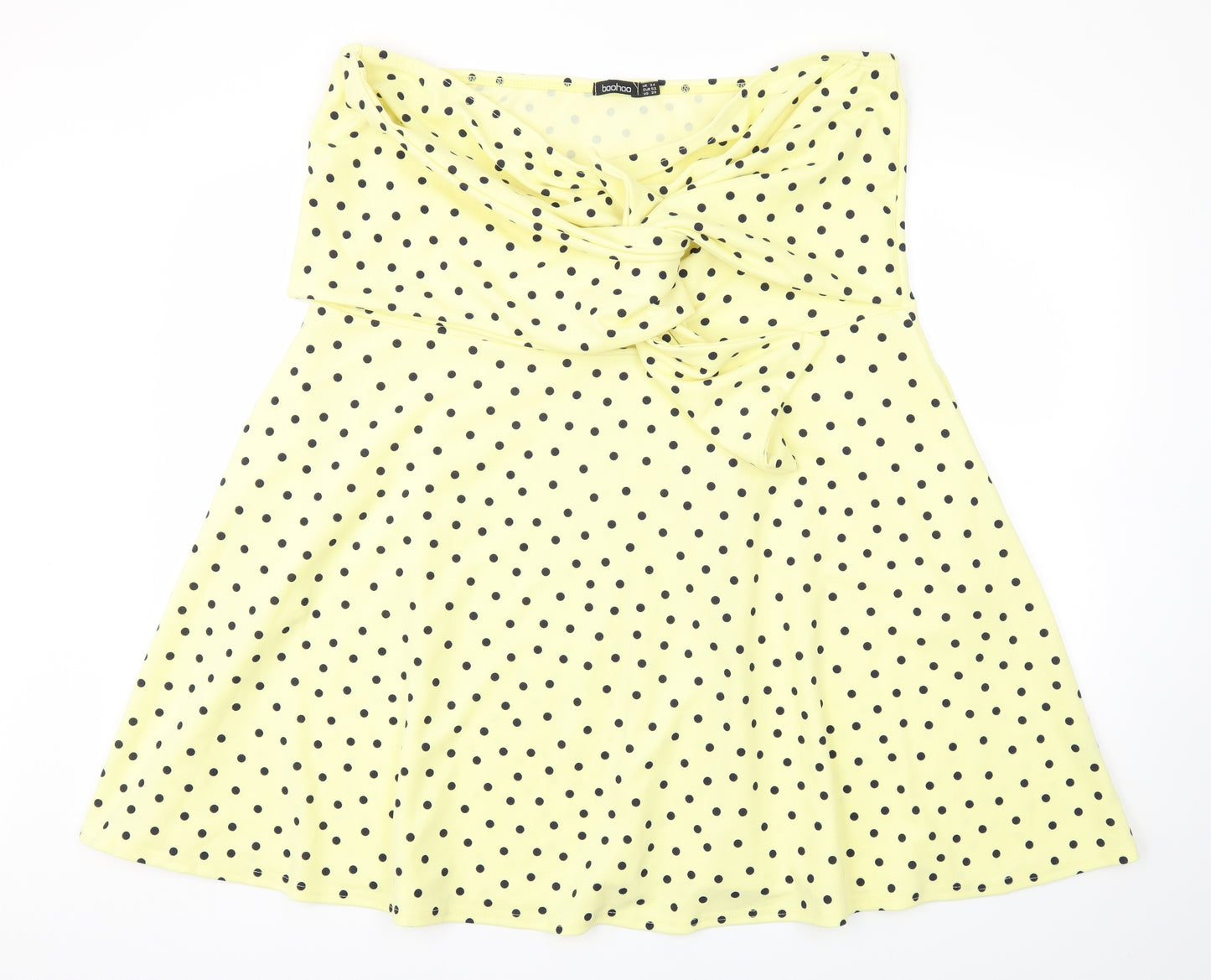 Boohoo Womens Yellow Polka Dot  Fit & Flare  Size 24